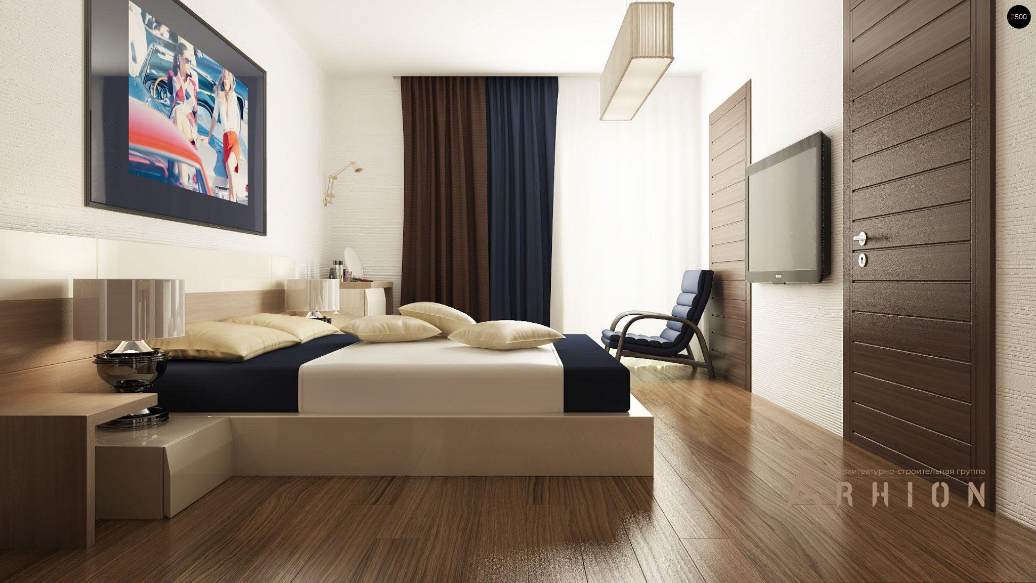 6. Проект одноэтажного дома в стиле минимализм с плоской кровлей , Zx101 GP2, площадью - 194 кв c терассой, гаражом